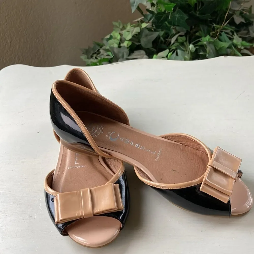 Jeffery Campbell Slip-On Patented Leather Black/Tan Shoes Size 6